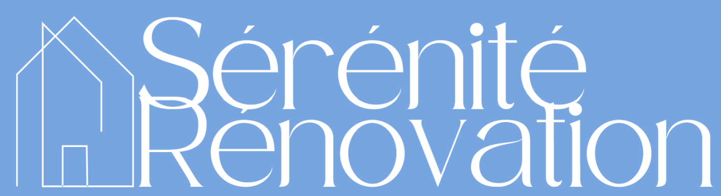 Logo de "Sérénité Rénovation" sur fond bleu.